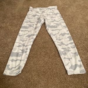 Gray and white leggings